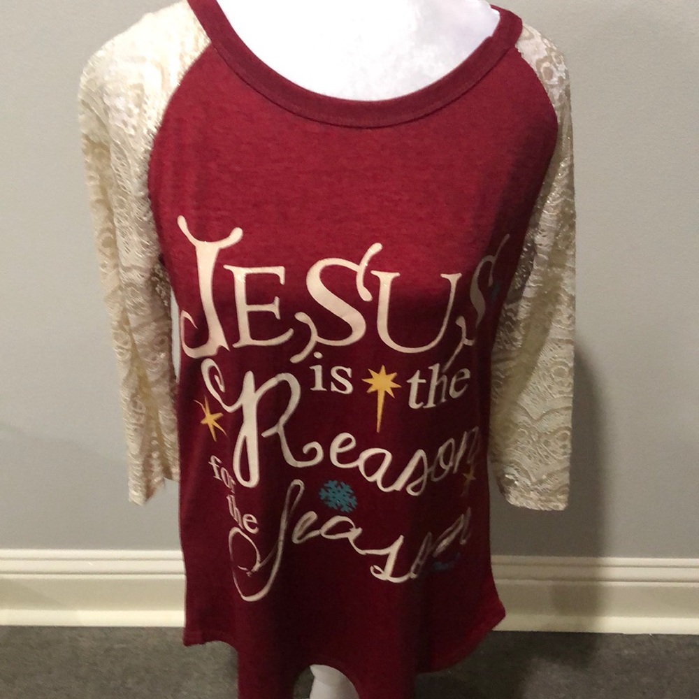 Southern Grace Jesus is the Reason Christmas tee top S M